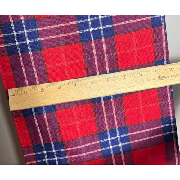 New Wool Scarf Red Blue Plaid Made in Scotland Tartan 56"x10" Classic Academia - Picture 3 of 4